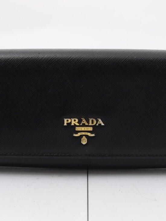 Prada Handbags - PRADA Saffiano Metal Long Wallet in Black